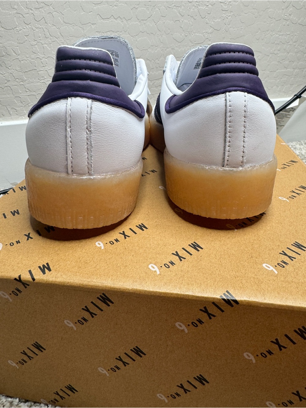 Adidas Samba Women White and Navy Gum Sole Sneakers - Picture 5 of 9